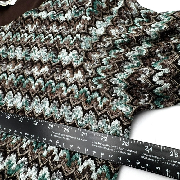 COLDWATER CREEK Women's 2X Aqua Blue Brown Crochet Lined Pullover Boho Tunic Top - Picture 6 of 8